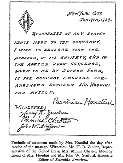 Houdini's Afterlife Experiment Houdini's Afterlife Experiment